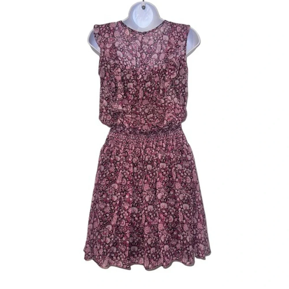 Shoshanna Dalila Silk Popover Pink Floral feminine cottagecore Dress Size 2